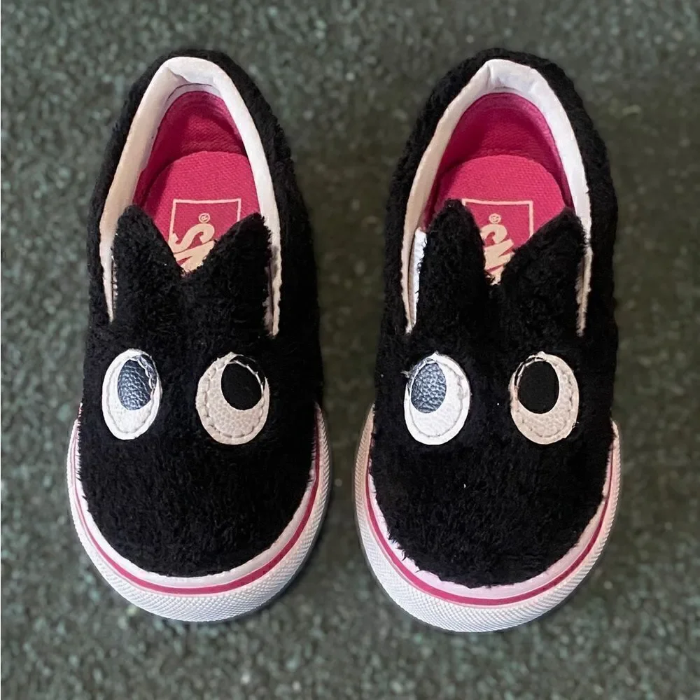 VANS Slip On Infant Baby Toddler Friend Party Furry Black Shoes size 5